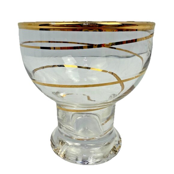 Vintage Dorothy Thorpe Style Gold Ring Brandy Aperitif Glasses MCM Set of 6 - Picture 3 of 3